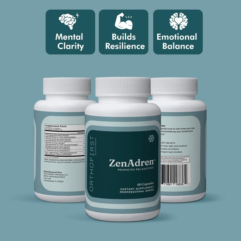 ZenAdren | Premium Ashwagandha + L-Theanine Six Ingredient Blend | Pharmaceutical-Grade for Adrenal Support & Mental Acuity