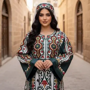 Royal Emerald Tatreez Thobe Set (Thobe + Belt + Tarha Band)