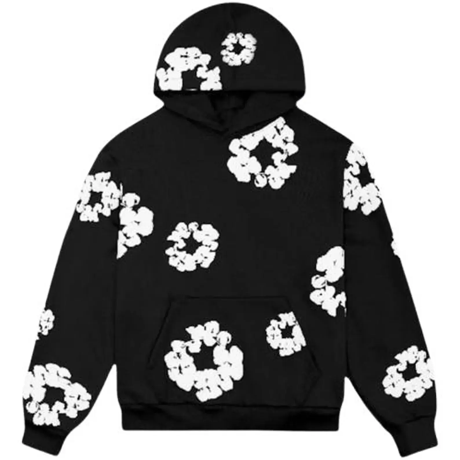 Black White Graphic Hoodie, All Over Print Pullover Sweatshirt, Y2K Streetwear Oversized Hoodie, Edgy Casual Hooded Top for Men & Women
