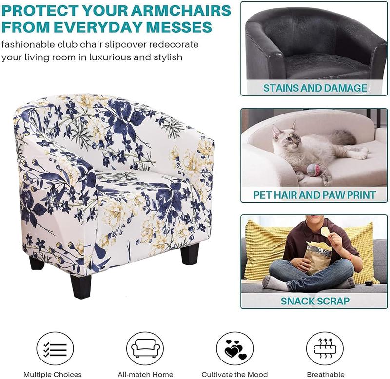 Club Chair Slipcover Jacquard Tub Chair Cover Stretch Armchair Covers Sofa Cover Furniture Protector for Living Room