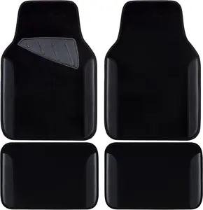 Waterproof Universal Fit Car Floor Mats, Faux Leather Car Carpet Mats, Black Car Mats with Anti-Slip Nibbs Backing & Driver Heel Pad Fit for SUV,Vans,sedans, Trucks,Set of 4pcs(All Black)