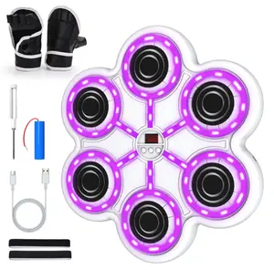 6 key Music Boxing Machine with Boxing Gloves, Home Smart Bluetooth Boxing Equipment, Boxing Machine Wall Mounted, Rechargeable Boxing Training Equipment, Music Boxing Machine for Adults