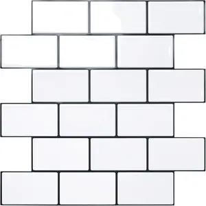 10-Sheet Peel and Stick Backsplash, White Subway Tile Stick on Backsplash for Kitchen (Thicker Design)