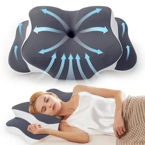 Four-Leaf Clover Supportive Contoured Memory Foam Pillow, Comfortable Neck Support, Ergonomic Design, Suitable for Side Sleepers, Back & Stomach Sleepers