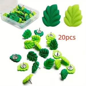 Leaf Shaped Push Pin, 20pcs/set Creative Decorative Push Pin, DIY Decorative Accessories for Bulletin Board, Photo Wall and Map, Sewing Tools, Sewing Supplies Crafts