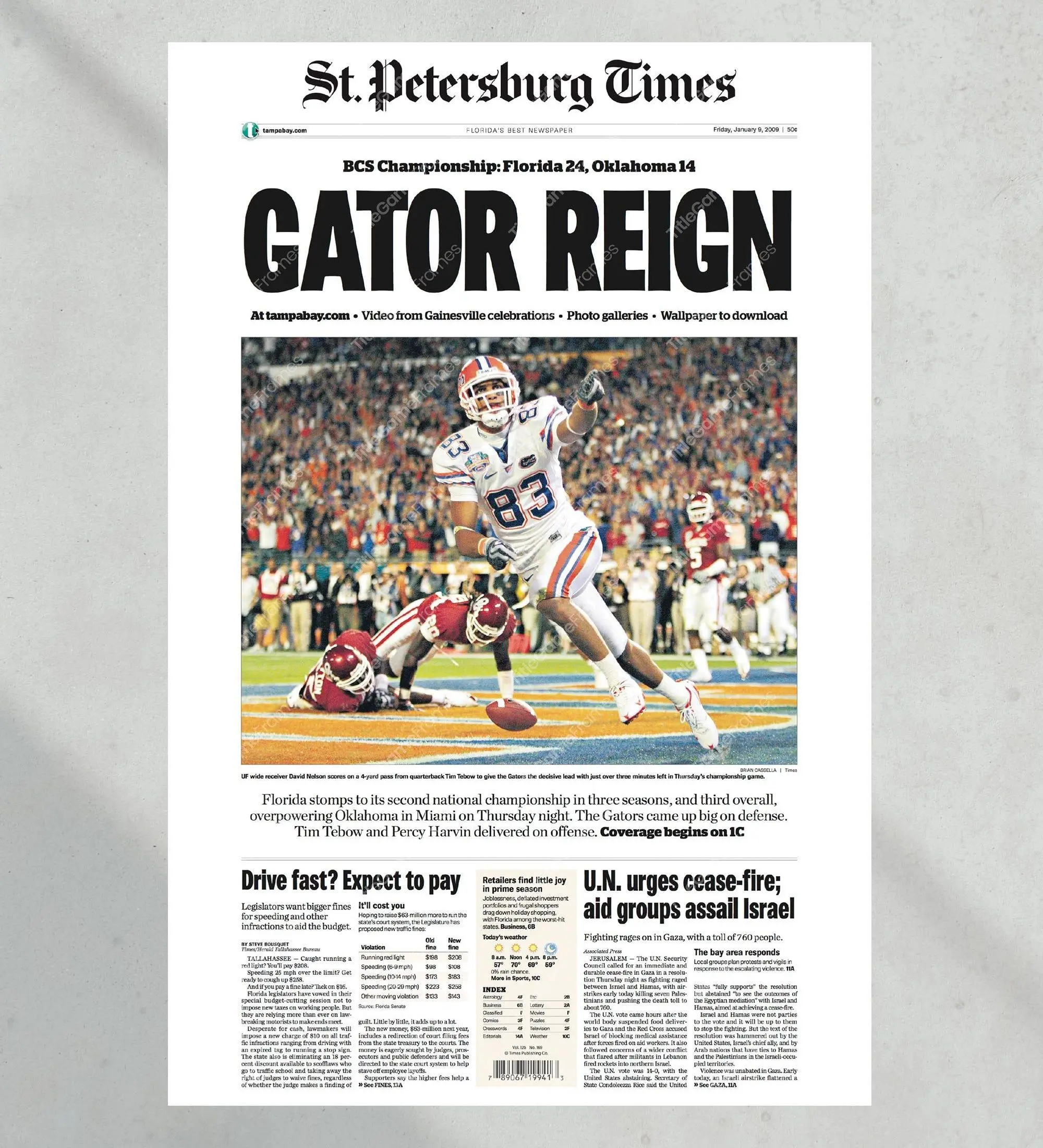 2008 Florida Gators NCAA College Football National Champions Unframed Poster Print