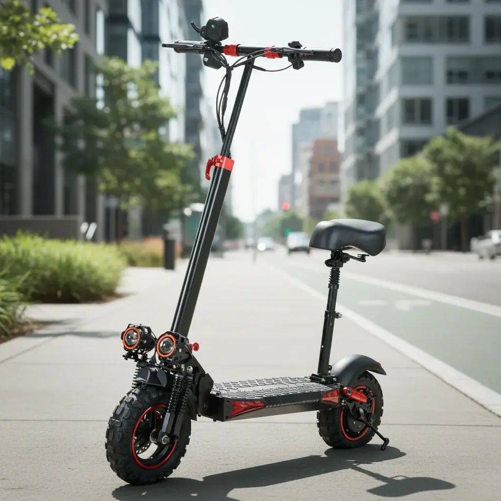 48V 15.6Ah Foldable Waterproof Aluminum Alloy Electric Scooter – 11-Inch Off-Road Tires, Electronic Disc Brakes, LED Lights