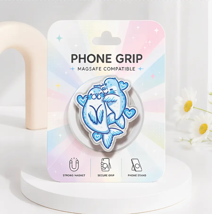 Cute Summer Vibe Sea Animals Phone Grip, Cocktail Crab MagSafe Phone Holder, Aesthetic Ocean Phone Accessories, Cute Seals Acrylic Pop Socket, Marine Creature Gift