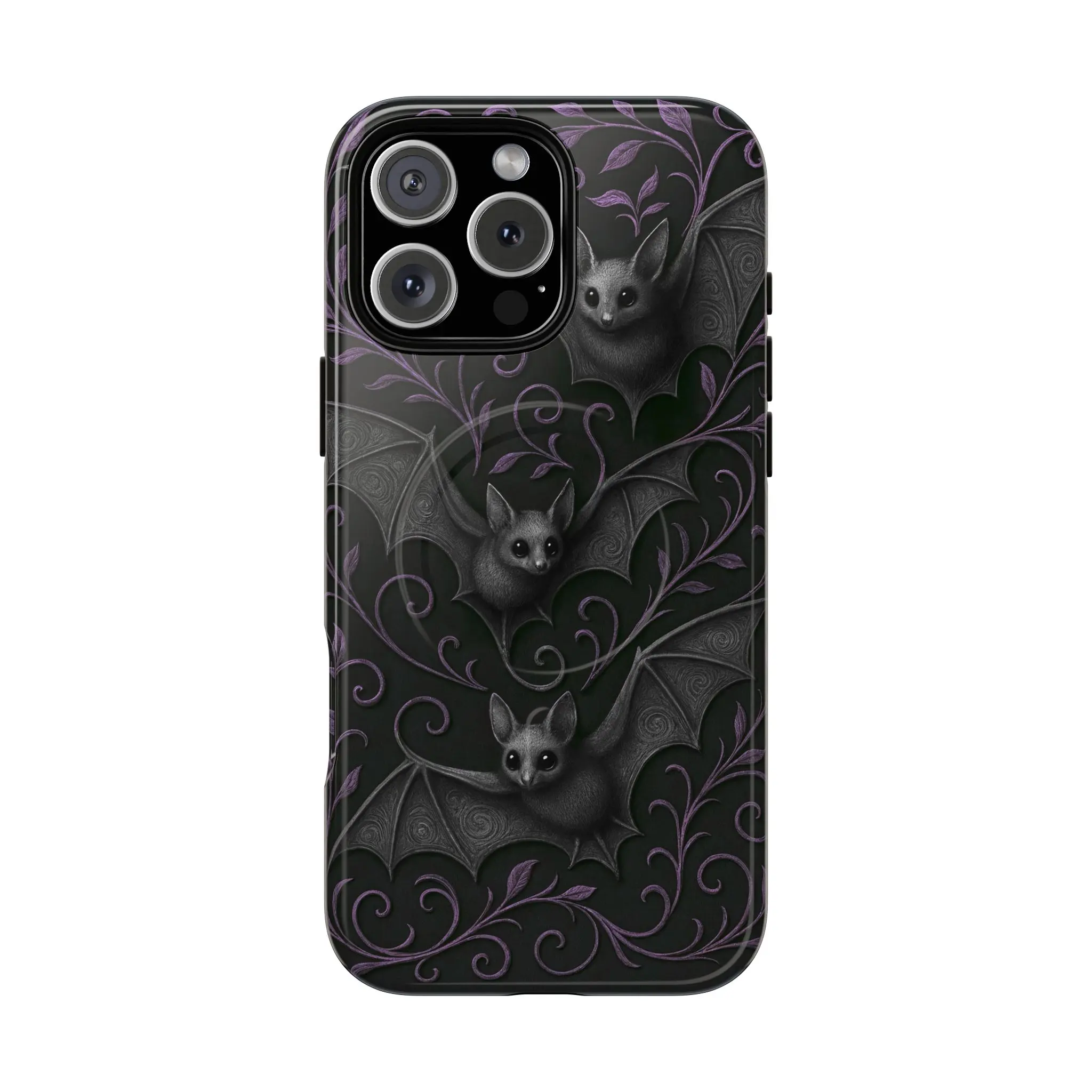 Bats Entwined in Purple Accents | iPhone MagSafe Dual Layer Phone Case