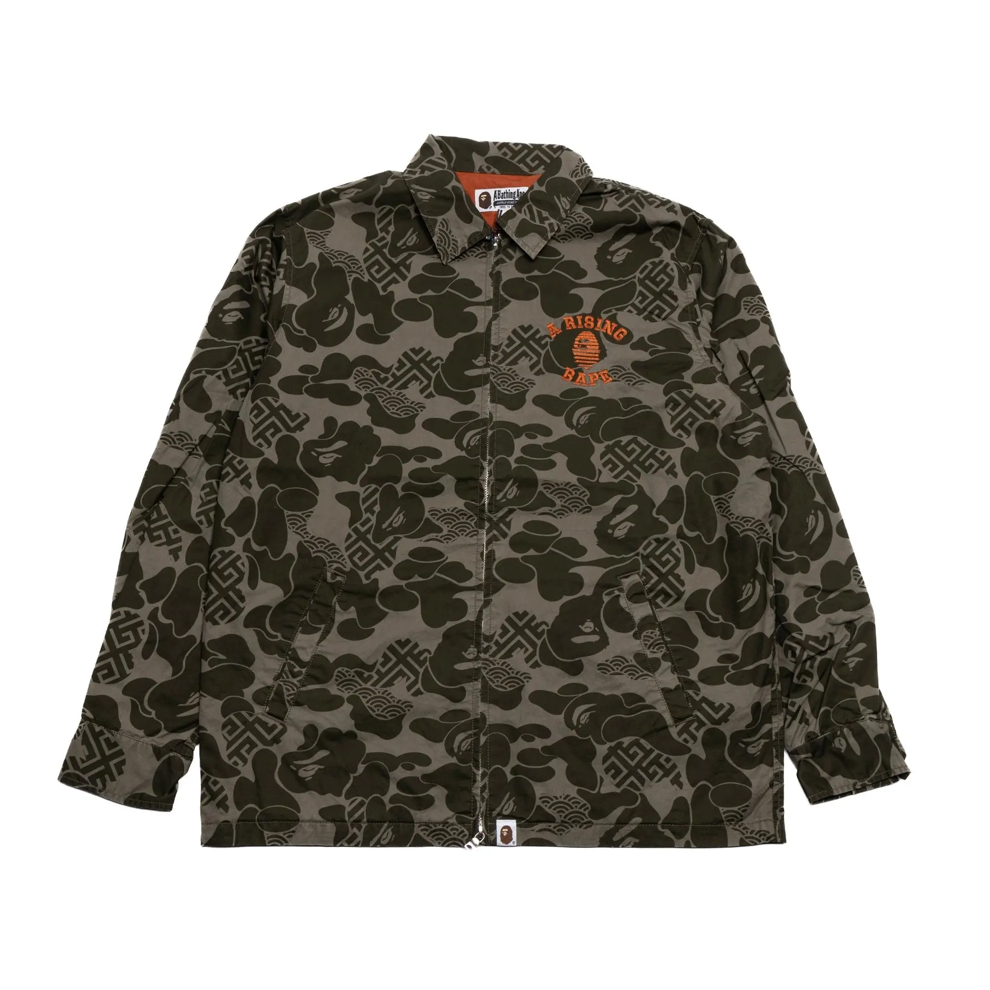 Menswear A Bathing Ape Asia Camouflage Wave Zip Jacket - Olive, Mens Tops & Coats, Style 001LJK201004M
