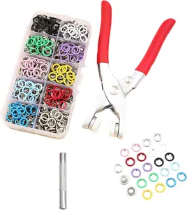 100 Sets Metal 9.5mmSnaps Buttons, Five Claw Buckle Installation Plier Tool Set, Seam Free Invisibility Snap Fastener Plier Tool, Metal Prong Snaps Buttons for Clothing Leather Crafting Sewing