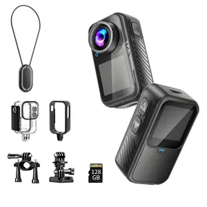 RyStar 4K 60FPS 30MP Dual LCD Touch Screen Action Camera 128GB Waterproof Underwater Camera 5X Zoom Remote Control Body Worn Cam