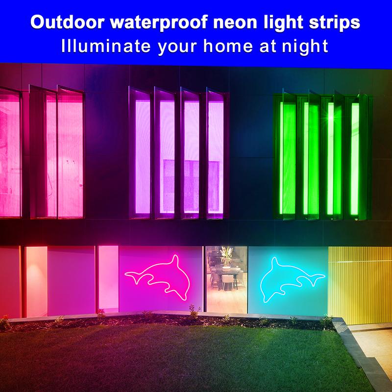 Neon Rope Lights,Flexible Led Rope Lights Control with App/Remote,Multiple Modes Rope Lights,IP65 Outdoor RGB Led Neon Lights Waterproof,Music Sync Gaming Led Neon Light Strip for Bedroom Decor
