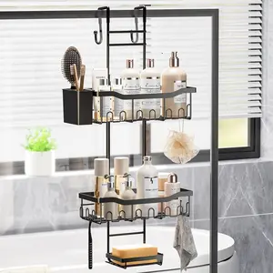 Wall-Mounted Shower Organizer, Rust-Resistant Stainless Steel Dual-Layer Design, Ideal for Razors, Soap, Shampoo, Easy Installation