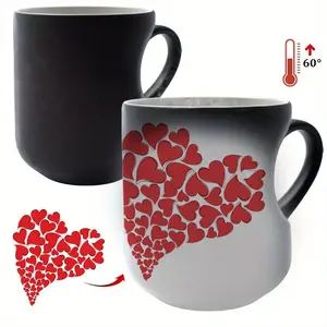 Heart-Shaped Handle Ceramic Mug, Thermal Changing Design, Ideal Gift for Holidays & Special Occasions, 11oz Capacity
