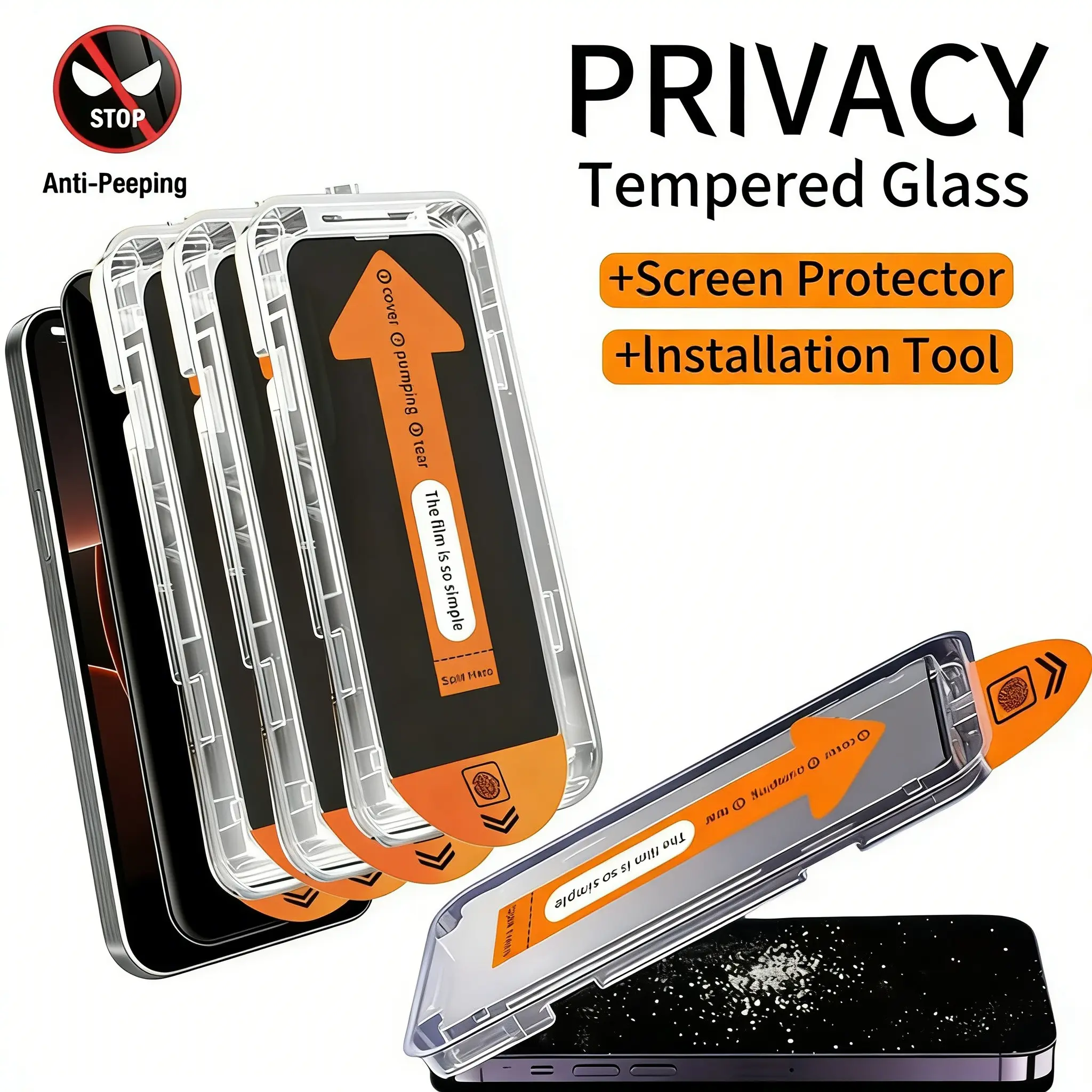 Full Cover Privacy Screen Protector Accessories for iPhone 16/15/14 Series, Scratch-Resistant, Ultra-Smooth Touch, Fingerprint-Resistant, Bubble-Free Installation