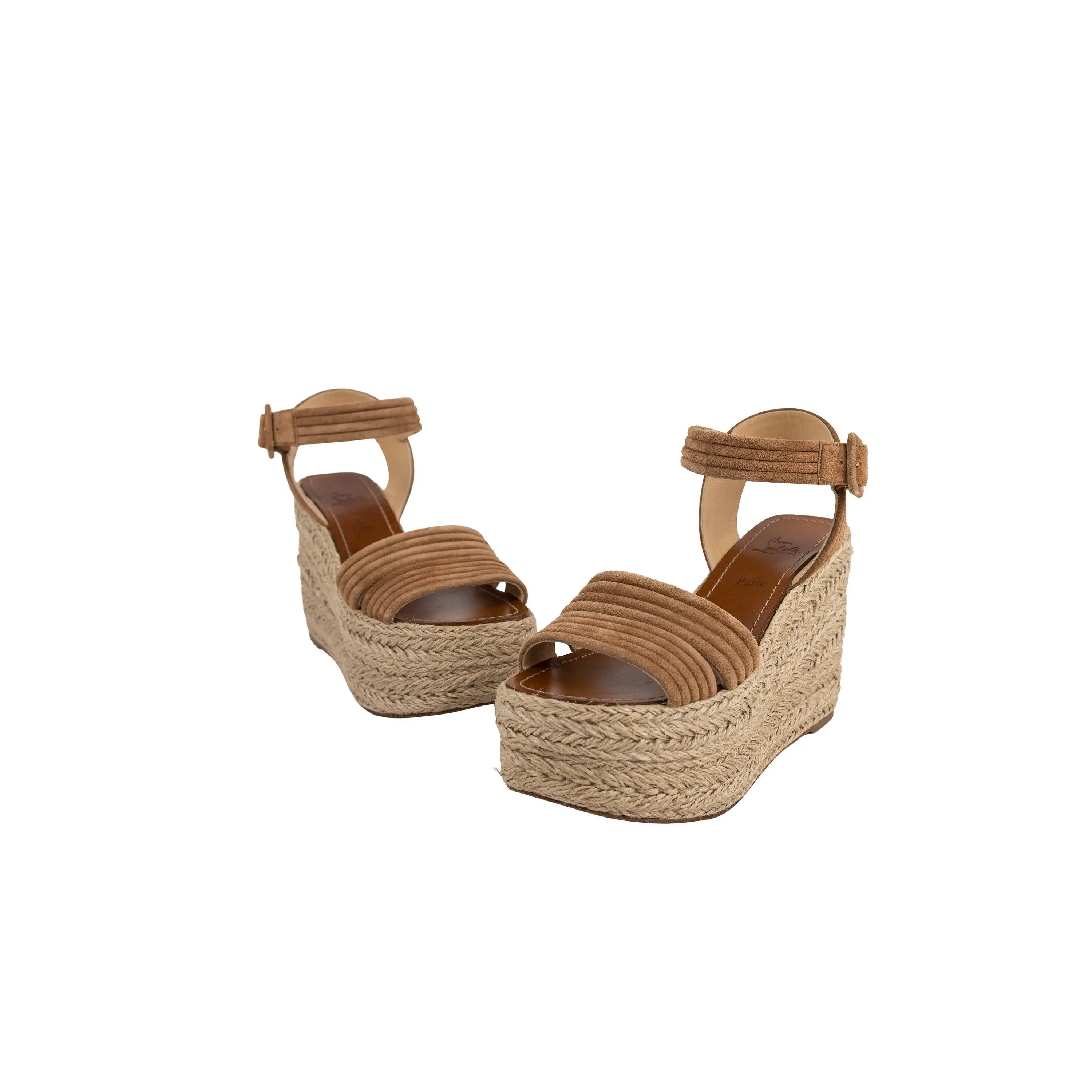 Christian Louboutin Beige Suede Platform Espadrille Size 36