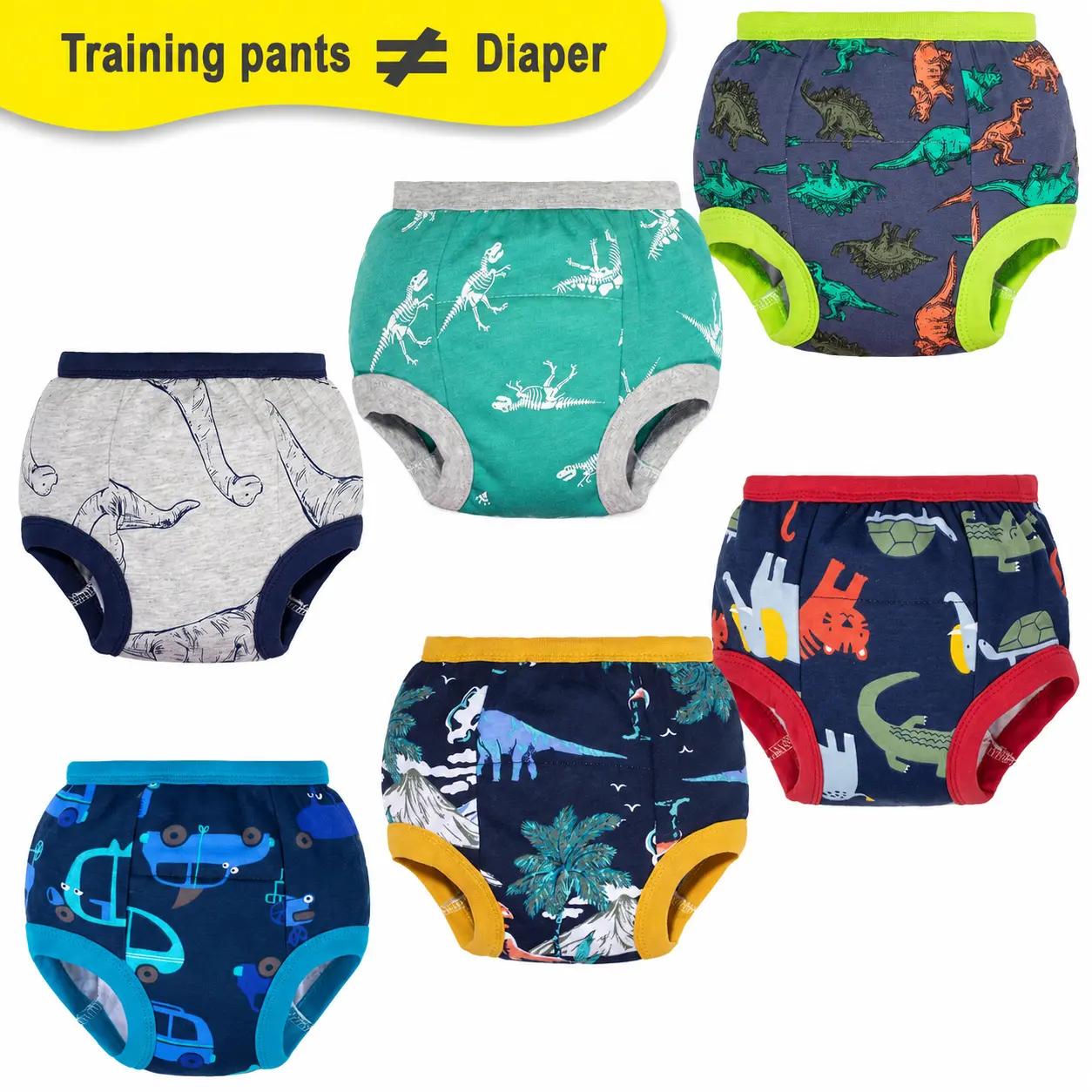 Big Elephant 6-Pack Training Pants for Toddlers, Unisex Potty Training Pants for Boys & Girls, Soft Comfort Reusable Underwear, Sizes 1Y-5Y, Back to School