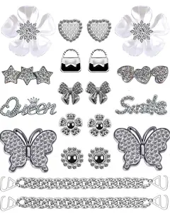 Bling Shoe Charms Designer Bling Chain Shoes Accessories for Women Girls Jewelry Cute Shoe Decoration Charms Butterfly Flower for Birthday Gifts Party Favors