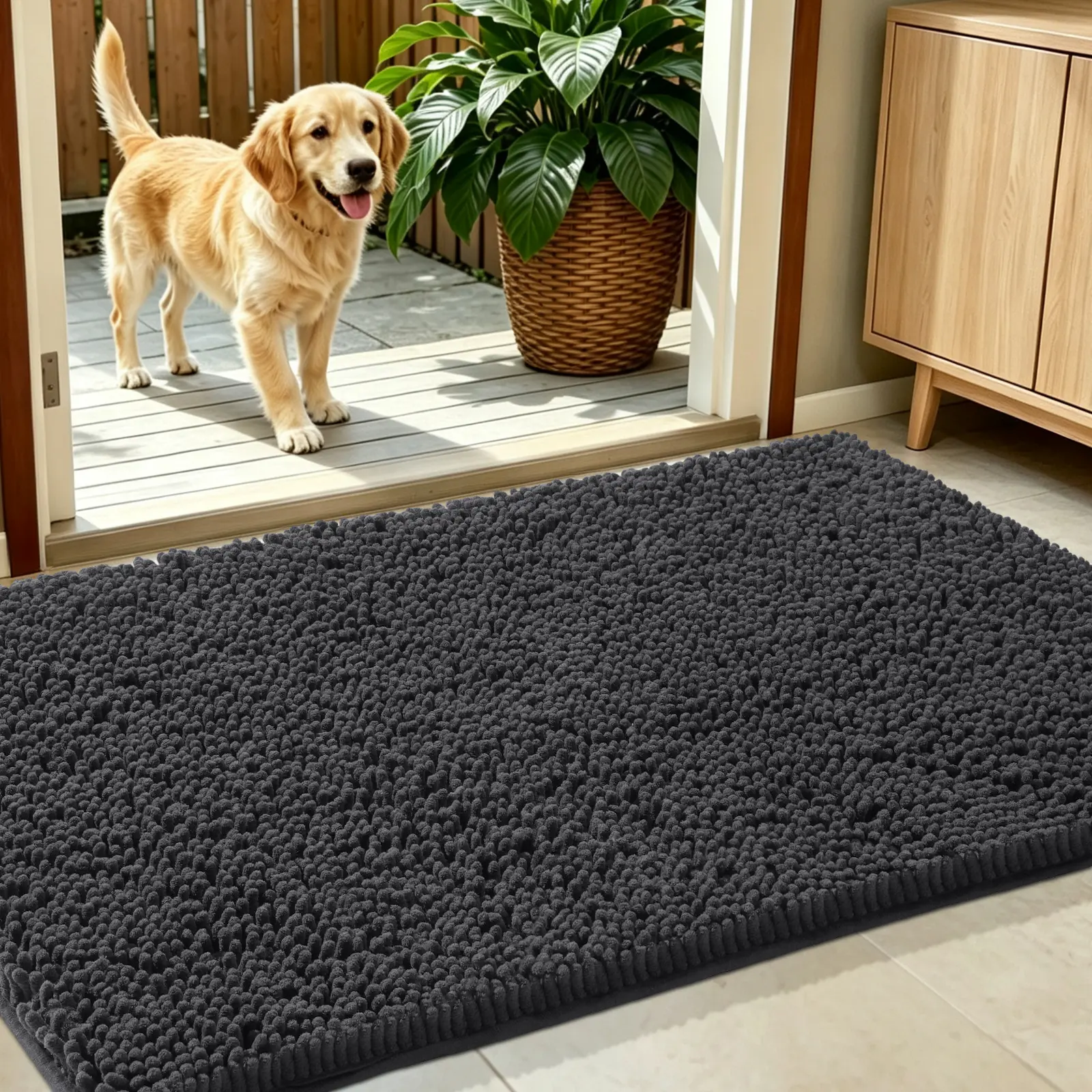 IM HOME Chenille Absorbent Outdoor Doormat, Washable Muddy Door Mats for Dog, Non Slip Dog Mat Pet Mat Indoor Doormat for Muddy Paw, Front Inside Door Mat for Entryway Machine Washable for Dog Mud Entryway Mat