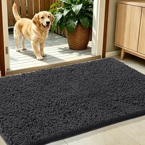 IM HOME Chenille Absorbent Outdoor Doormat, Washable Muddy Door Mats for Dog, Non Slip Dog Mat Pet Mat Indoor Doormat for Muddy Paw, Front Inside Door Mat for Entryway   Machine Washable for Dog Mud Entryway Mat