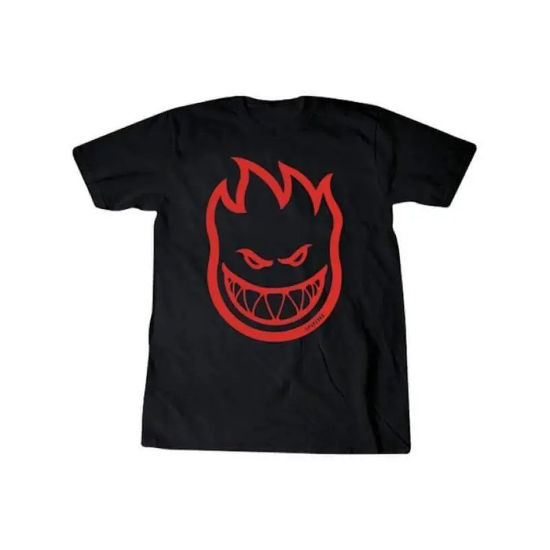 Spitfire Bighead Short-Sleeve Round Neck Casual Streetwear Skateboard Top, Size Large, Black-Red, Shortsleeve, Tshirt, Crew Neck, Relaxed Fit, Menswear, Mens Clothing