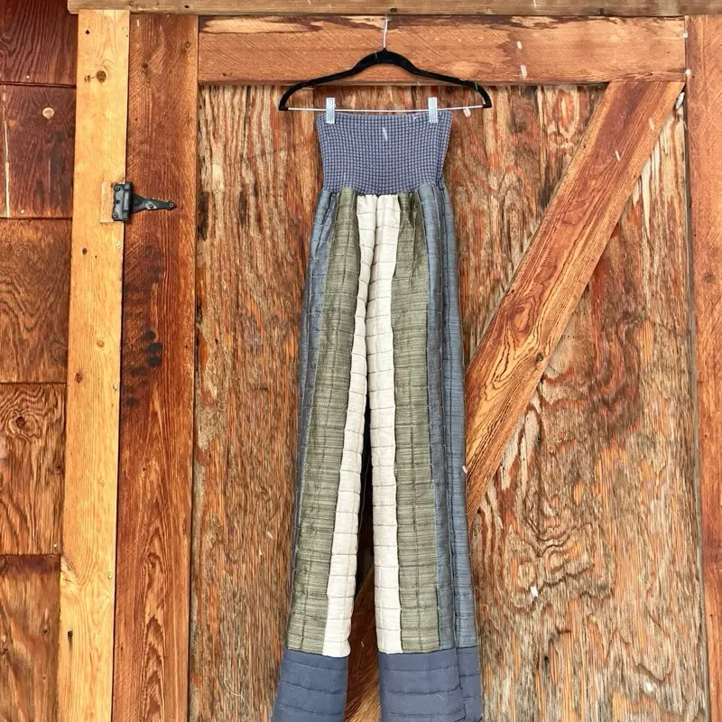 Earth toned quilt pants with yoga style waist band