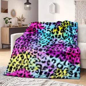 Ultra Soft Leopard Print Blanket - Extra Large, Colorful and Fashionable, Suitable for Bed and Sofa, Comfortable Flannel Wool for All Seasons, Machine Washable