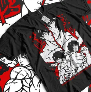 Baki vs Kengan Ashura Unisex Cotton T-Shirt, Martial Arts Anime Graphic Tee Gift Shirt All Sizes