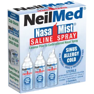 NasaMist Isotonic Saline Spray. Soothe, Moisturize and Cleanse using specially designed tip. 177mL Pack of 3 NasaMist Isotonic Saline Spray. Soothe, Moisturize and Cleanse using specially designed tip. 177mL Pack of 3