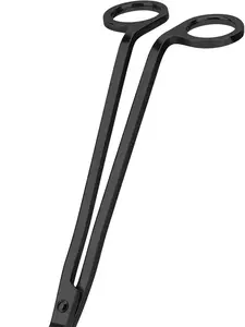 Candle Wick Trimmer, Polished Stainless Steel Wick Clipper Cutter, Scissors, Reaches Deep Into Candles to Cut Spent Cord, Allow Cleaner Burn and Prevent Soot Buildup (Black)