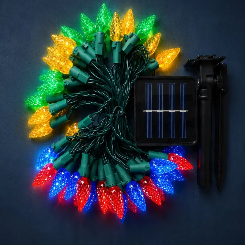 4-Pack Solar Strawberry String Lights Set, 7M 50 LED Waterproof Festive Lights, 8 Modes, Auto Sensor, 8-12H Runtime, Outdoor Patio & Garden Decoration Ornaments