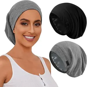 Satin Lined Sleep Cap Bonnet - Adjustable Silk Bonnet for Hair Protection summerwins