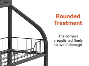 Commercial 5 Tier Freestanding Retail Display Rack for Snacks and Candy, Heavy Duty Q235 Steel Chip Stand with Sliding Baskets, 360° Rotating Silent Wheels, 4 Foot Pads & 10 Price Tags