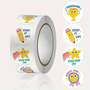 500Pcs/Roll Round Cartoon Stars Stickers For Teacher Reward Encourage Sticker Office Seal Label