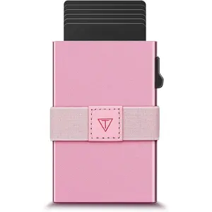 Minimalist Wallet for Men - Pop Up Credit Card Wallet for Men,Men's Slim Wallet,Metal Wallet for Mens,Credit Card Holder,Ultralight Cards Wallet,RFID Blocking Protection,Band for , Pink