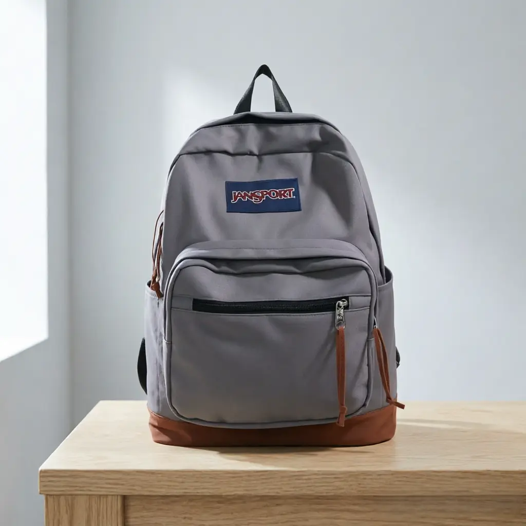 JanSport Right Pack Unisex Fixed Shoulder Strap Classic Backpack - Premium Cordura School Bag, Suede Leather Bottom, 15-in Recycled Poly Laptop Sleeve, Graphite Grey Casual Bag, Fixed Shoulder Strap Backpacks