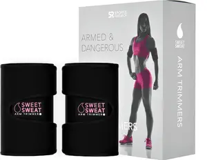 Sweet Sweat Arm Trimmers for Men and Women Medium Size Breathable Compression Sleeves with Wrist Straps Neoprene Material Latex-Free
