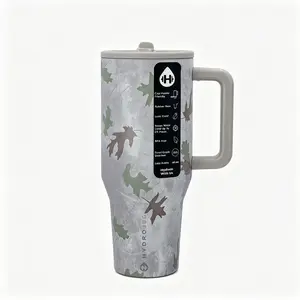 HydroJug 40oz Insulated Stainless Steel Tumbler Flask - Portable, Anti-Scalding, Heat Resistant, Leak-Proof, with Handle & Straw, Fits Cup Holders, 1000-2000ml Travel Drinkware Mug (Maple Leaf Series), Ideal Gift for Travelers