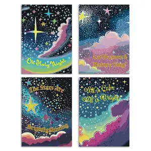 24 Christ Star Christmas Cards in 4 Modern Traditional Religious Styles with Envelopes