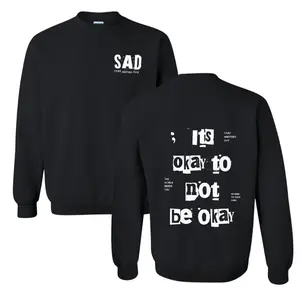 Stay Another Day "It's Okay To Not Be Okay" 2.0 Mental Health Awareness Sweatshirt Casual Crewneck Stylish Hoodie Small Sweaters Top Pullover Menswear Long Sleeve Round Neck Underwear Biker