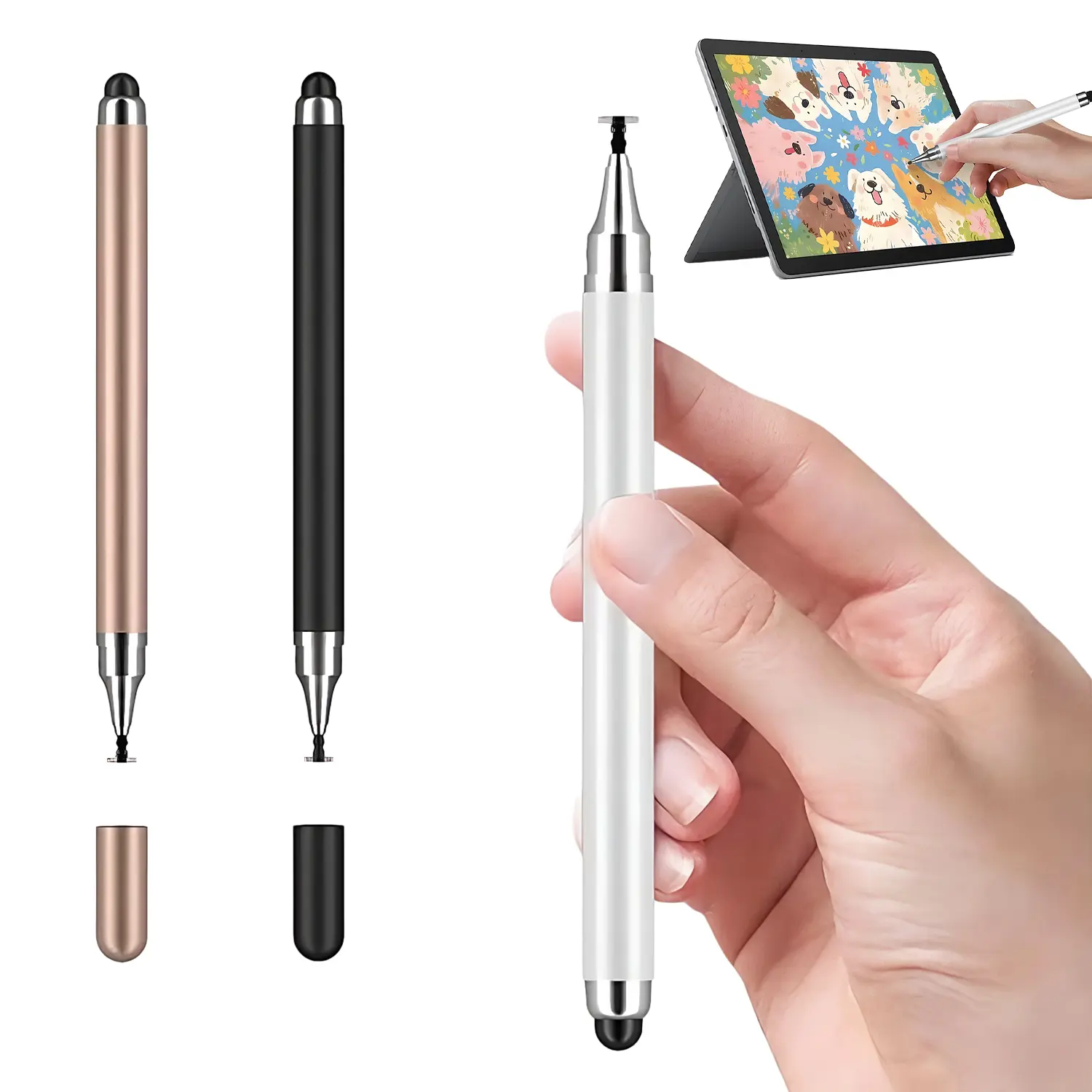 LEWEBRAVE 3pcs Multifunctional Pen-Like Capacitive Stylus Pens - 2-in-1 High Precision Touchscreen Stylus for iPad/iPhone, Android, Microsoft Tablets & Phones, Touchscreen Pen