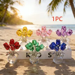 Artificial Crystal Rose, 1 Count Elegant Artificial Flower, Decorative Flower, Home Decoration Bouquet for Home Office Desk, Romantic Gift Idea for Valentine's Day, Christmas and More