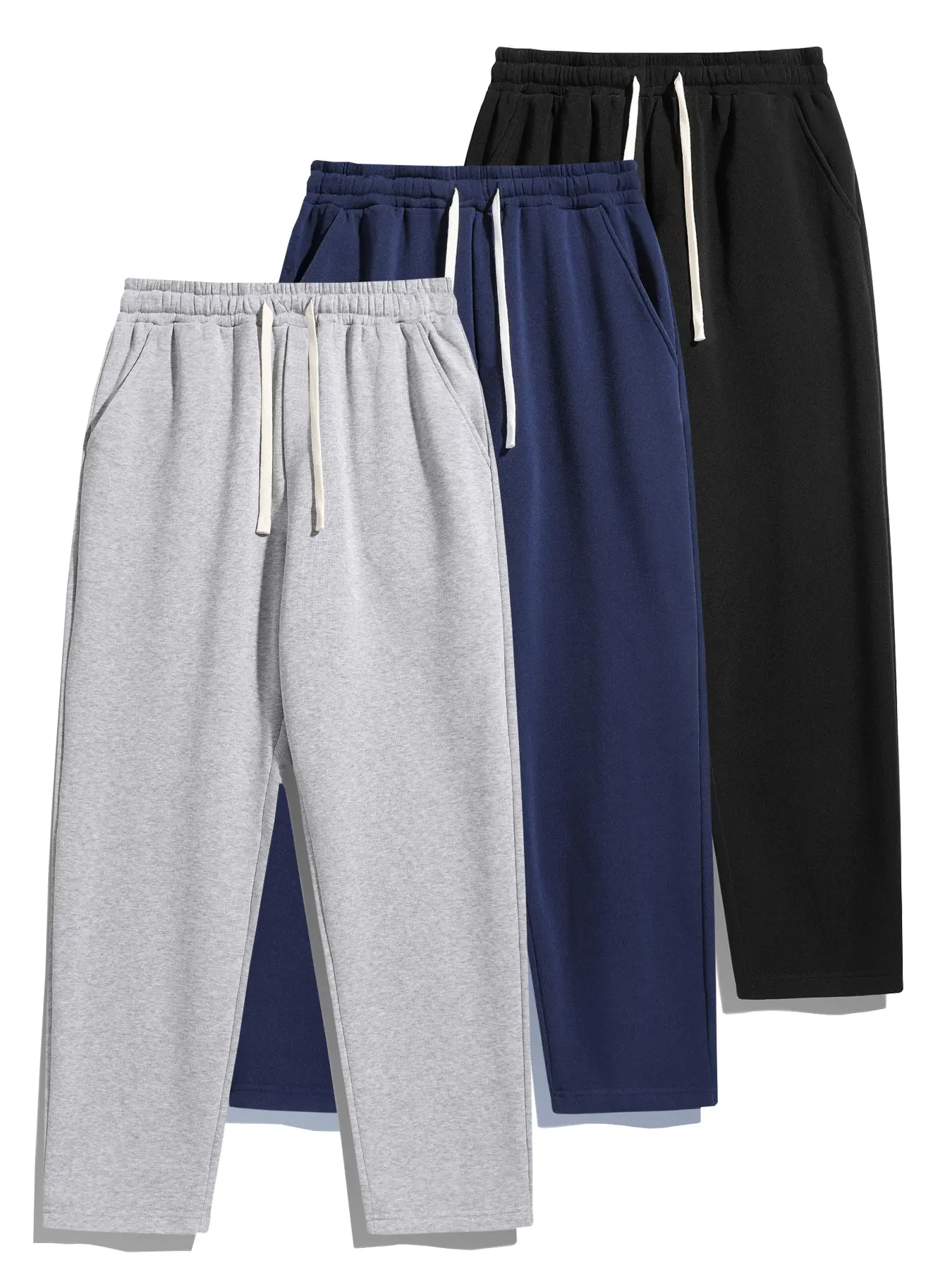 Men's Thermal Fleece Sweatpants - Mens Clothing, Streetwear Clothing Baggy Straight-Leg Joggers with Drawstring Waist for Fall & Winter, Baggy Sweatpants Men's Pants