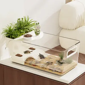 Single-compartment turtle breeding tank, household fish tank, large-capacity storage box, ecological landscaping, reptile terrarium, desktop turtle tank