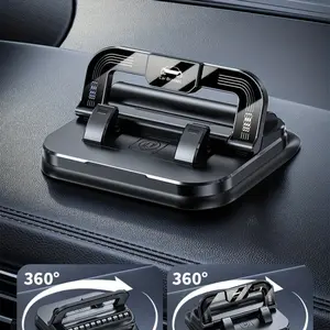 Car Phone Holder & Parking Number Plate Combo, Foldable Rotating Arm, One-Button Smartphone Navigation Stand, Dashboard/mid Console Mount