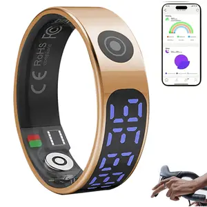 Smart Rings for Women Men, Wireless Wearable Devices Fitness Tracker Waterproof Pedometer Health Ring, Sleep Tracker Rings Compatible with iOS/Android Activity Tracker/Heart Rate/Sleep/Step with LED Display Screen