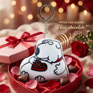 2026 Upgraded Valentine's Day Gift for the Chocolate Lover Funny Talking Brian Dog Keychain with Clearer Sound & Long-Lasting Battery, Cute Voice Hilarious Stress Relief Gag Gift Perfect for Pet Lovers & Romantic Couples Car Bag Decor