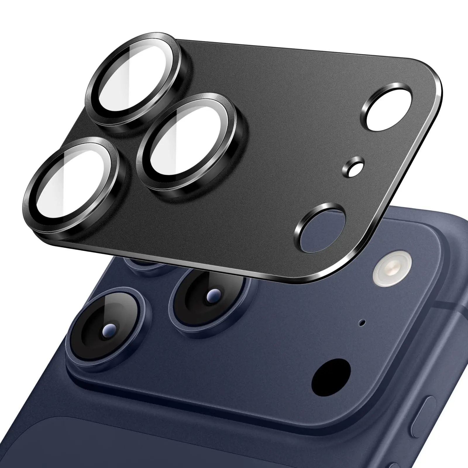 JETech Camera Lens Protector for iPhone 17 Pro, Full Coverage 9H Tempered Glass Ring Cover, Matte Metal Plate, Case Friendly, 1-Pack (Black)