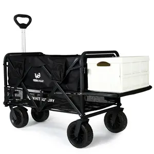 Whitsunday Collapsible Double Decker Wagon with Tailgate, Heavy Duty Foldable Wagon with All-Terrain Big Wheels, Beach Wagon for Camping, Sports, Shopping, Garden